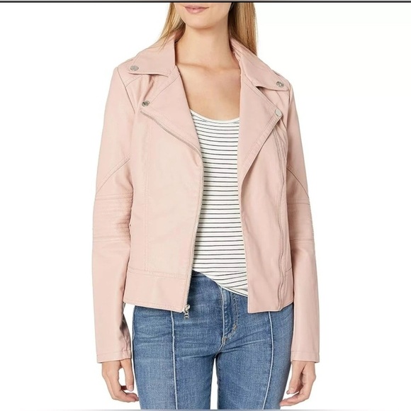Guess Pink Vegan Leather Motorcycle Jacket - XL - Picture 1 of 8